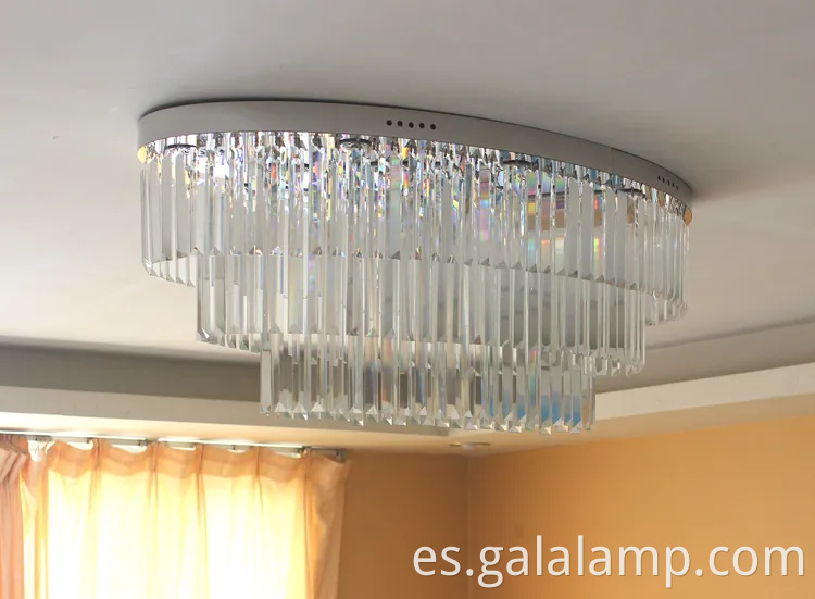 Lámpara de cristal de techo ovalado, lámpara de doble capa de la sala de estar